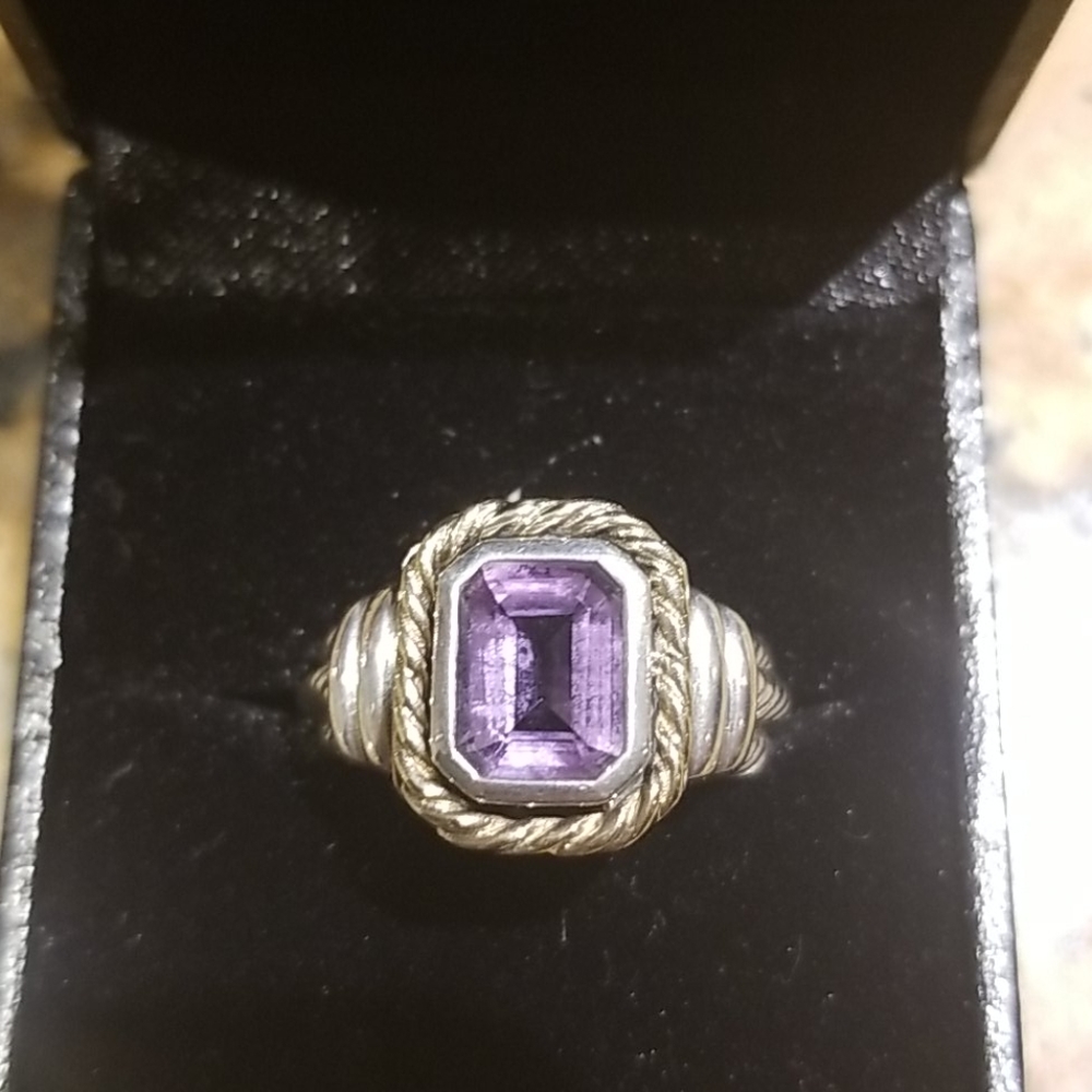Stunning Sterling, Gold Amethyst Ring 6